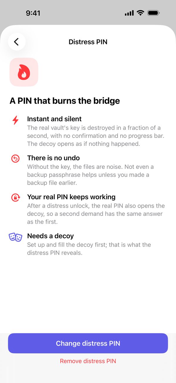 Setting up the distress PIN