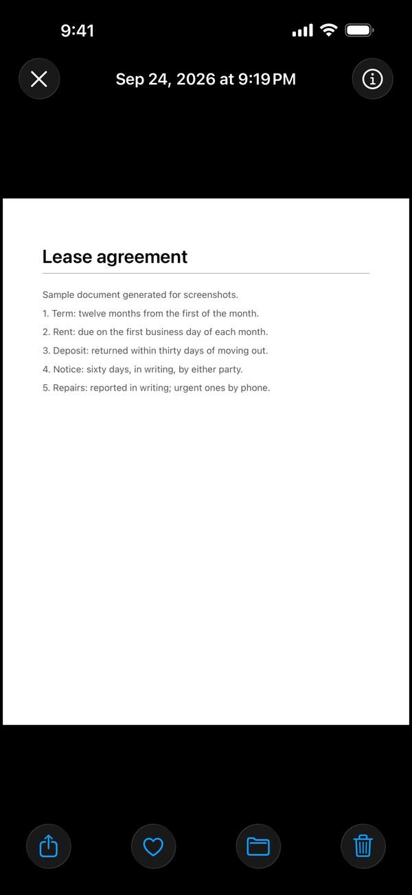 A PDF opened inside the vault